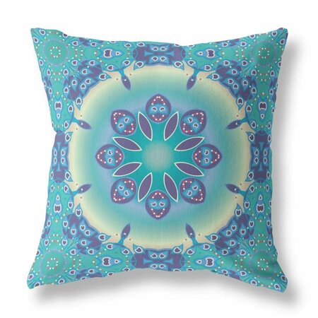 PALACEDESIGNS 26 in. Jewel Indoor & Outdoor Zippered Throw Pillow Green & Blue PA3664106